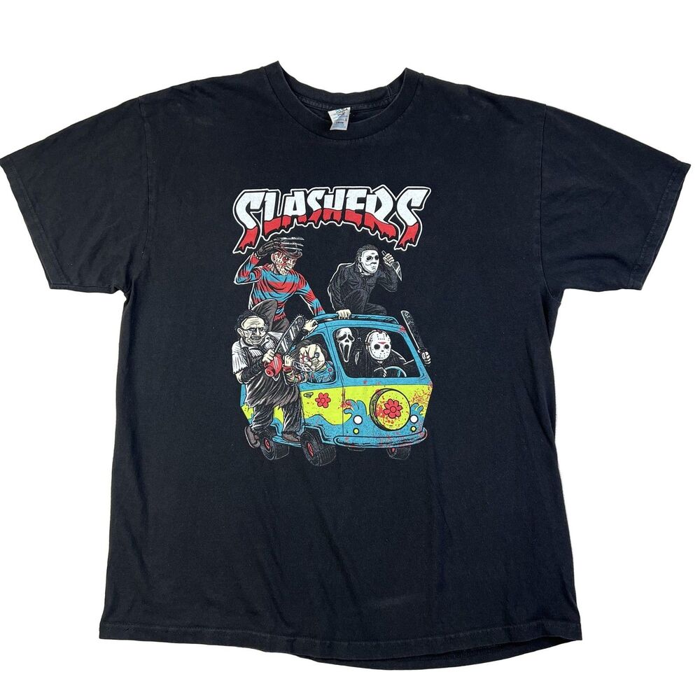 teestyled Slashers Men's T-Shirt Black XL Horror Graphic Tee Cotton